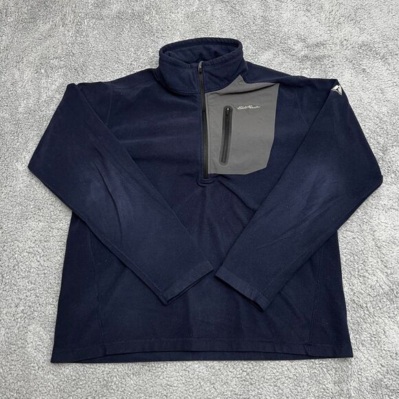 Eddie Bauer Sweater Mens‎ XL First Ascent Pullover Blue 1/4 Zip Fleece Hiking - Picture 1 of 14